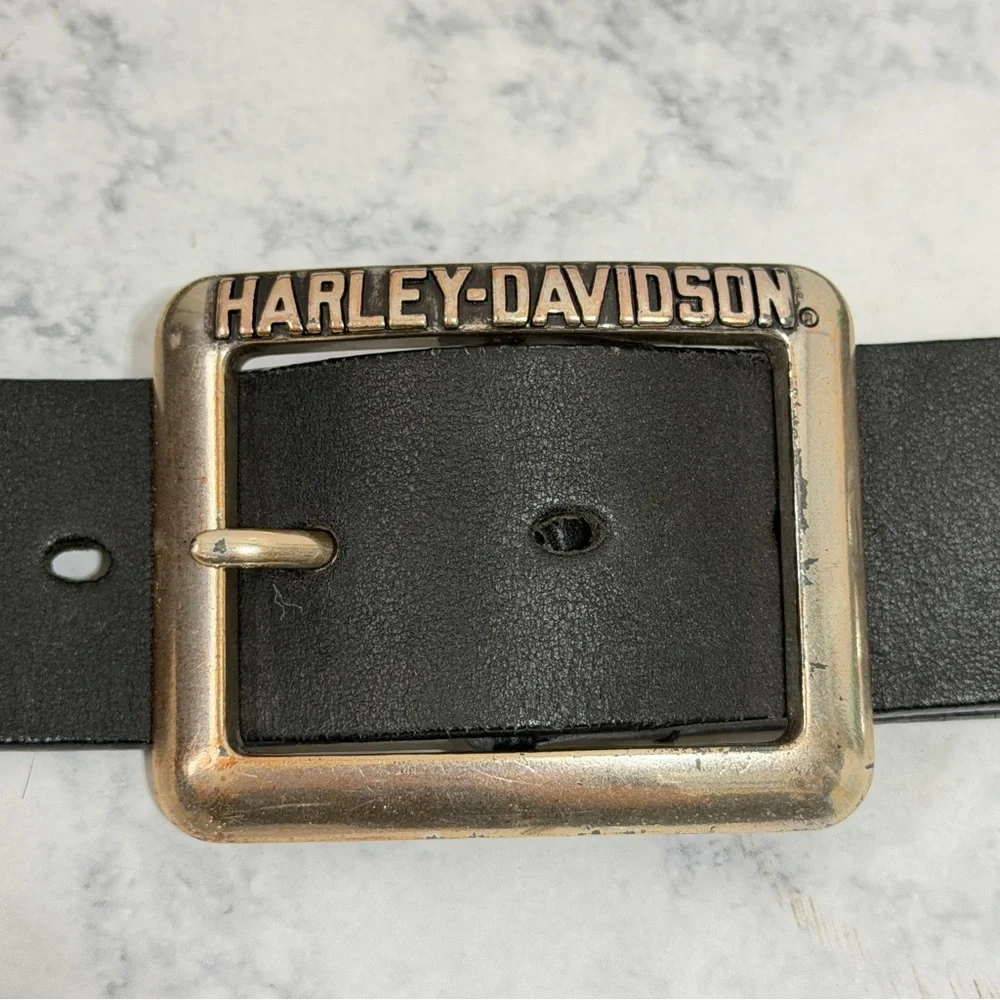 Harley Davidson motorcycle black leather belt mens women’s size 38 #97662